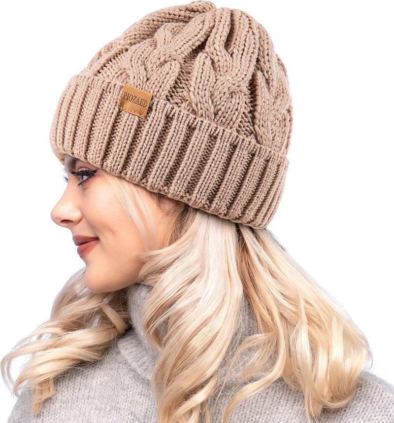 PIOZAED Womens Winter Knitted Beanie Hat Knit Warm Skull Cap Skull Cap Beanie for Women 2 Packs - Image 2